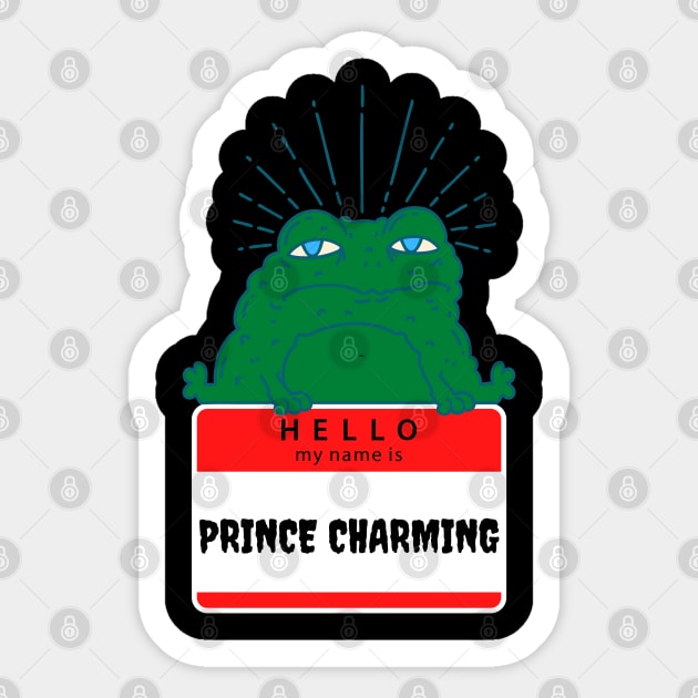 Hello My Name is Prince Charming Frog Green/Blue Sticker by jackofdreams22